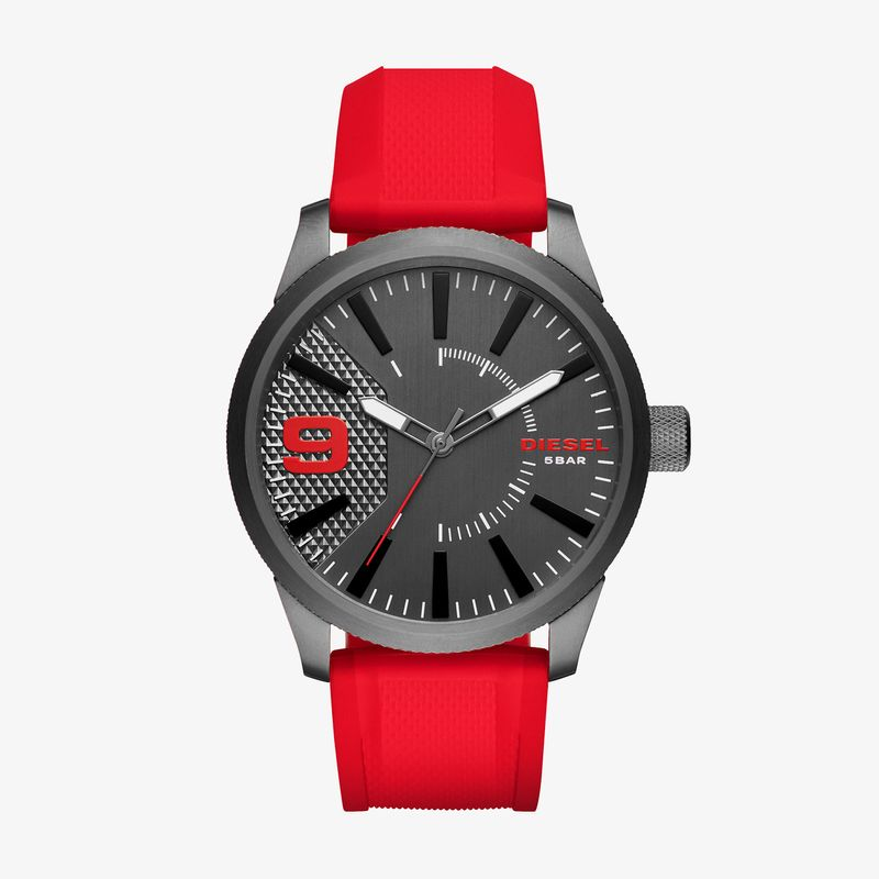 Relógio Diesel Masculino Rasp com Pulseira de Silicone Vermelha DZ1806B1 Relógio Diesel Masculino Rasp com Pulseira de Silicone Vermelha DZ1806B1