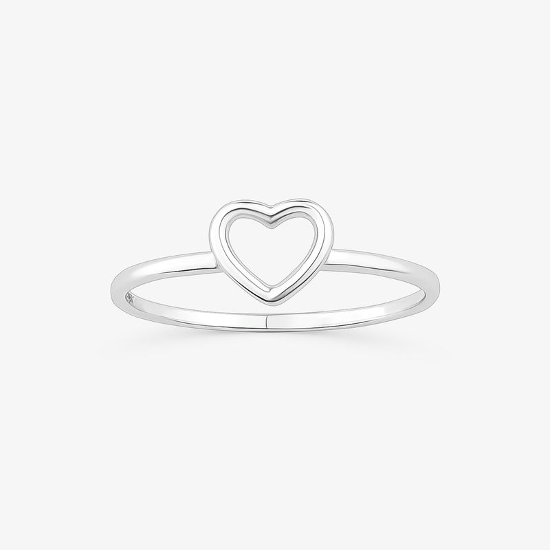 Anel Coração em Ouro Branco 18k Anel Coração em Ouro Branco 18k