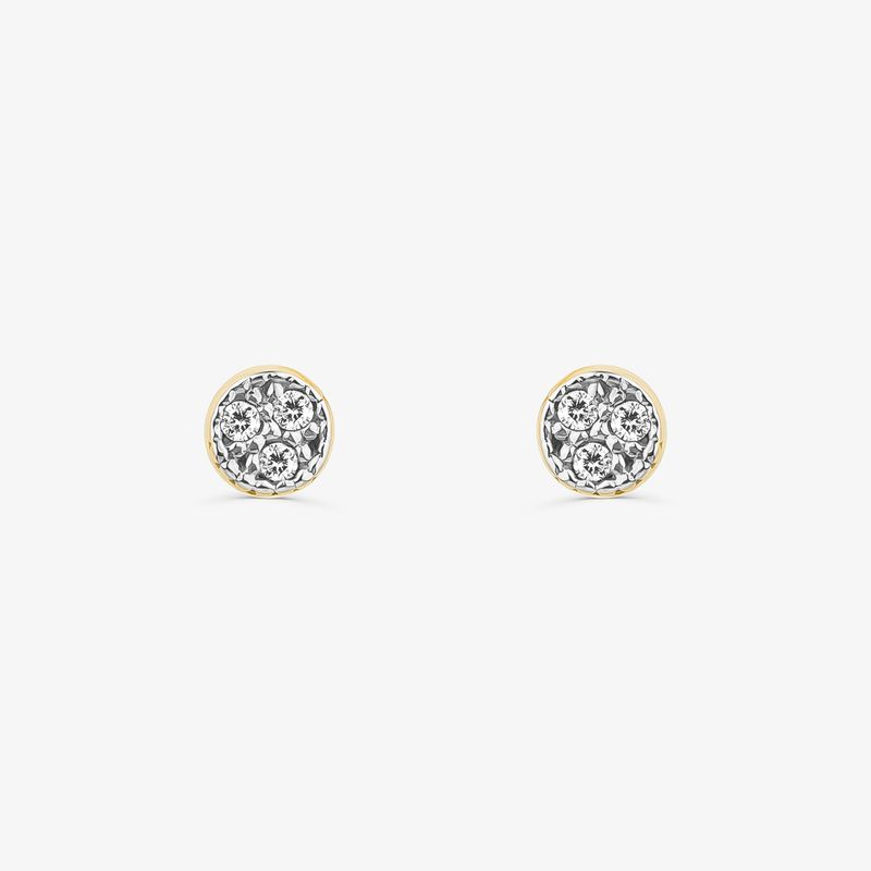 Brinco Círculo com 4 Pontos de Diamantes em Ouro Amarelo 18k Brinco Círculo com 4 Pontos de Diamantes em Ouro Amarelo 18k