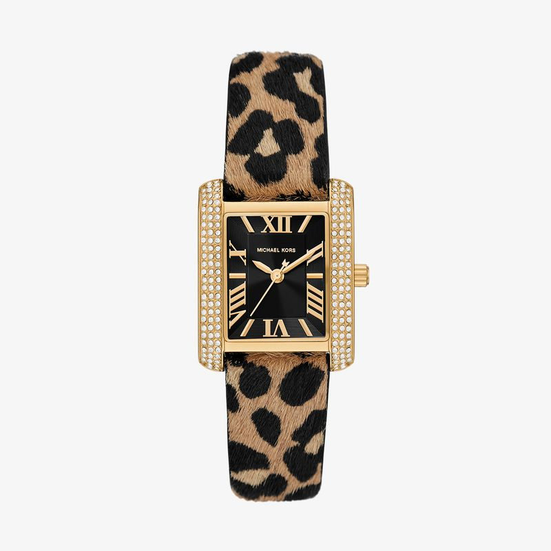 Relógio Michael Kors Emery Feminino em Aço Dourado e Cristais com Pulseira Animal Print MK7387/0DN Relógio Michael Kors Emery Feminino em Aço Dourado e Cristais com Pulseira Animal Print MK7387/0DN