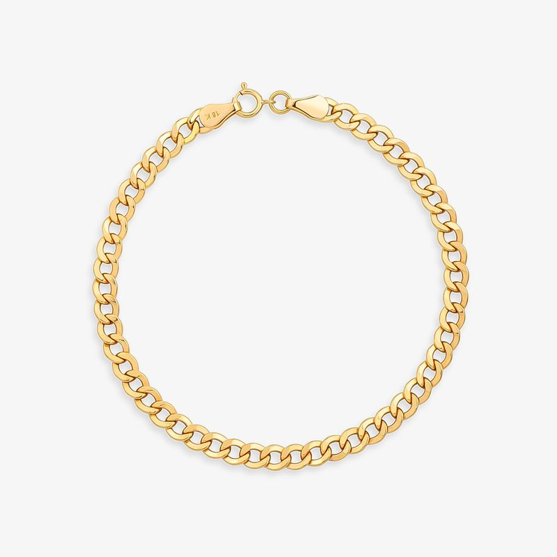 Pulseira Malha Groumet em Ouro Amarelo 18k - 18cm