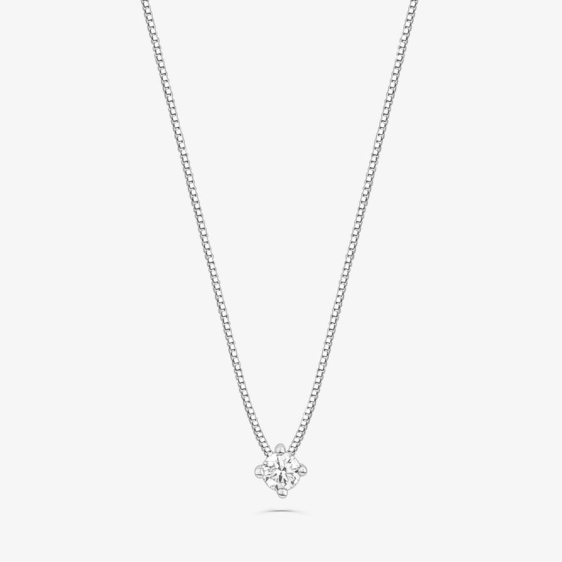 Colar Solitário com 20 Pontos de Diamantes em Ouro Branco 18k