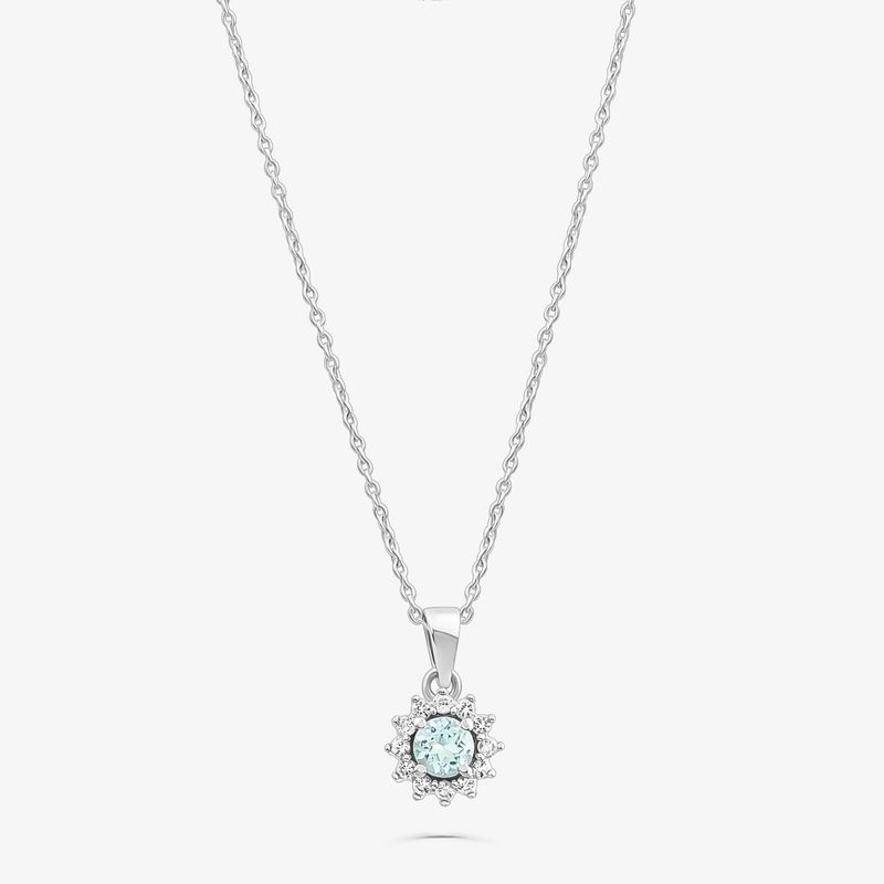 Colar Floral com Topázio e Topázio azul em Prata 925 Colar Floral com Topázio e Topázio azul em Prata 925