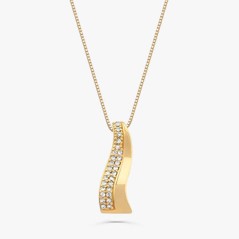 Pingente Curvas com Diamante em Ouro Amarelo 18k Pingente Curvas com Diamante em Ouro Amarelo 18k