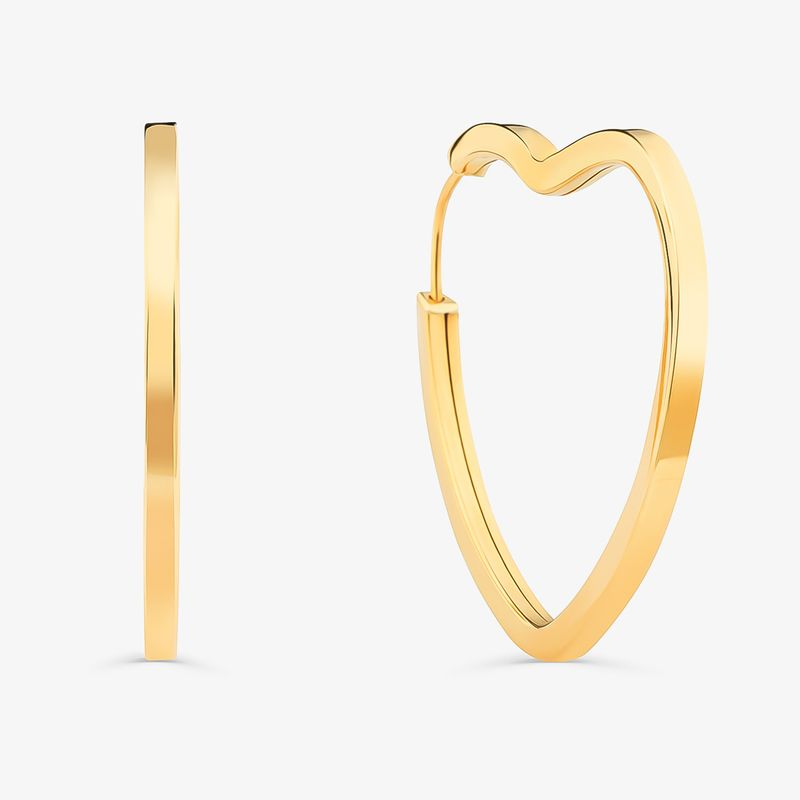 Brinco Argola Coração em Ouro Amarelo 18k