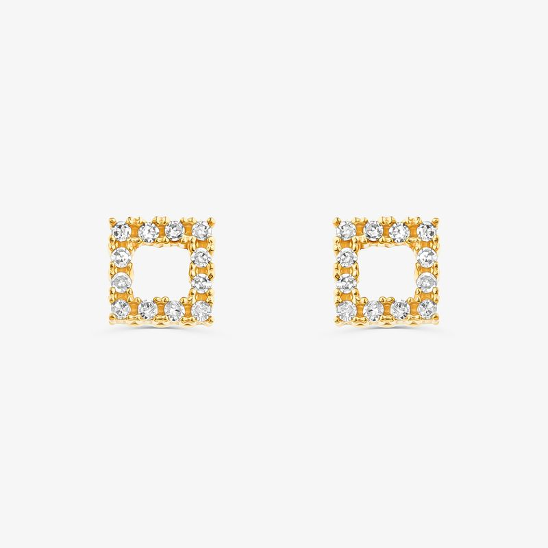 Brinco Infantil com 10 Pts de Diamantes em Ouro Amarelo 18k Brinco Infantil com 10 Pts de Diamantes em Ouro Amarelo 18k