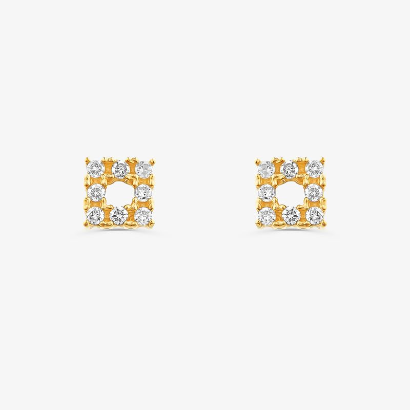 Brinco Infantil com 6 Pts de Diamantes em Ouro Amarelo 18k Brinco Infantil com 6 Pts de Diamantes em Ouro Amarelo 18k