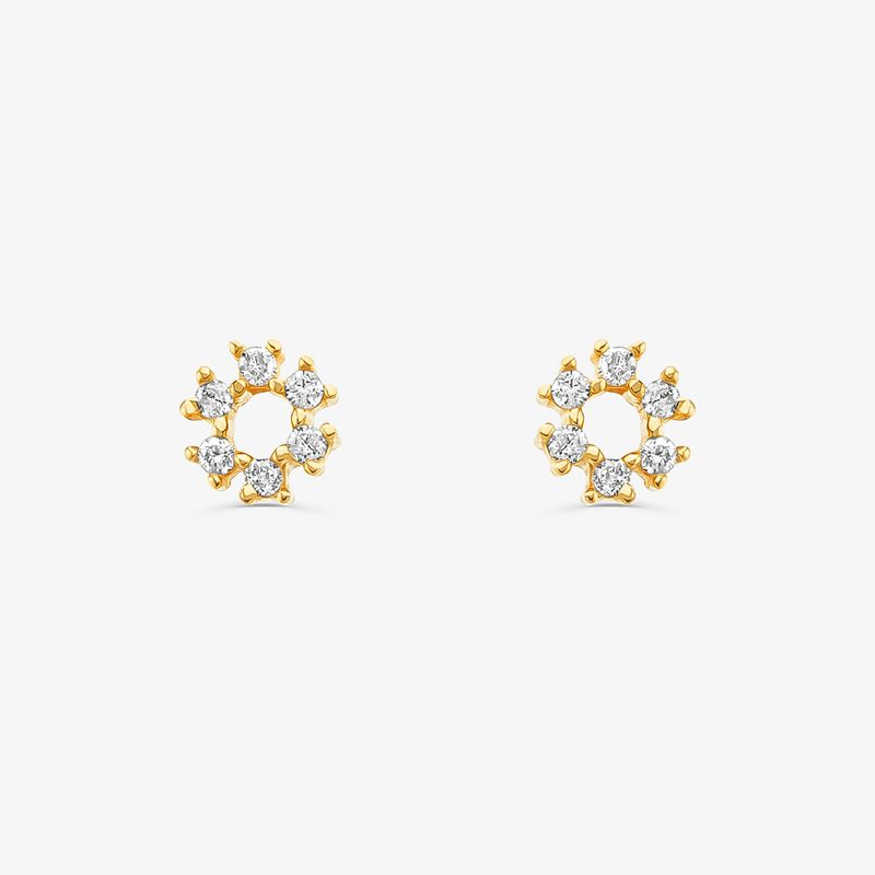 Brinco Infantil com 5 Pts de Diamantes em Ouro Amarelo 18k Brinco Infantil com 5 Pts de Diamantes em Ouro Amarelo 18k