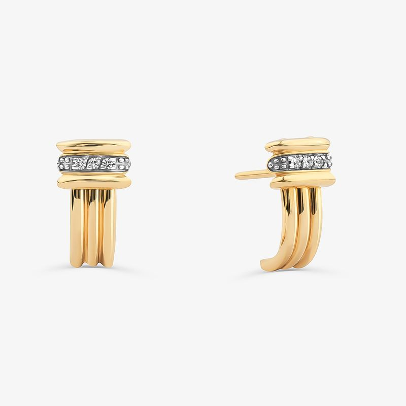Brinco Linhas com Topázio em Prata 925 com Banho de Ouro Amarelo 18k Brinco Linhas com Topázio em Prata 925 com Banho de Ouro Amarelo 18k