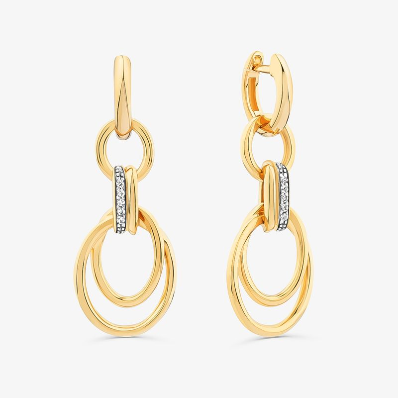 Brinco Argolas Ovais com Topázio em Prata 925 com Banho de Ouro Amarelo 18k Brinco Argolas Ovais com Topázio em Prata 925 com Banho de Ouro Amarelo 18k