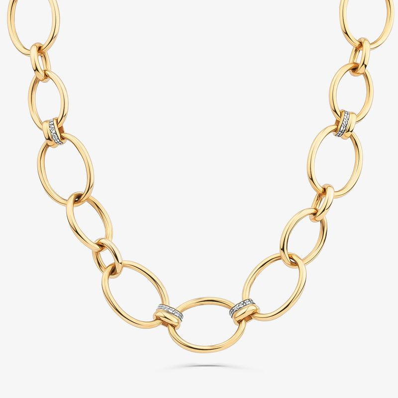 Colar Argolas Ovais com Topázio em Prata 925 com Banho de Ouro Amarelo 18k
