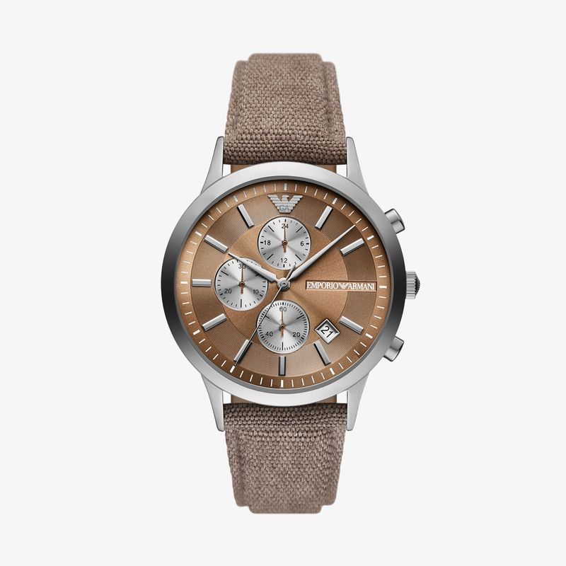 Relógio Emporio Armani com Pulseira de Tecido Marrom AR11456B1 Relógio Emporio Armani com Pulseira de Tecido Marrom AR11456B1