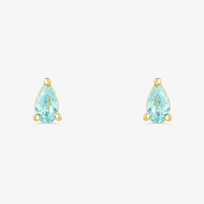 Brinco Gota Azul Cravejada em Prata 925 com Banho de Ouro Amarelo 18k Brinco Gota Azul Cravejada em Prata 925 com Banho de Ouro Amarelo 18k