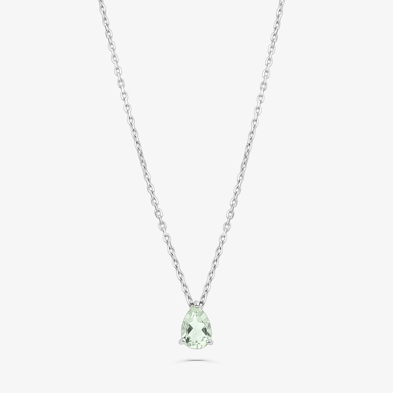 Colar Gota com Prasiolita e Safira em Prata 925 Colar Gota com Prasiolita e Safira em Prata 925