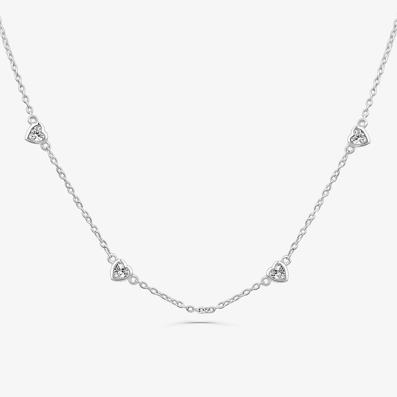 Colar Coração Cravejado Cravejado em Prata 925 Colar Coração Cravejado Cravejado em Prata 925