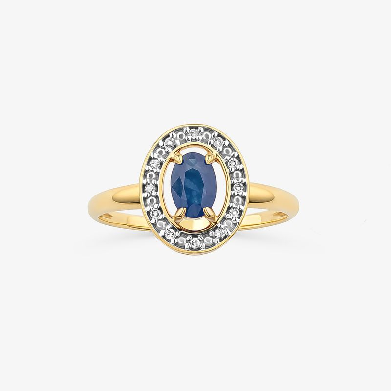 Anel com Safira Azul e Diamantes em Ouro Amarelo 18k - 17 Anel com Safira Azul e Diamantes em Ouro Amarelo 18k - 17