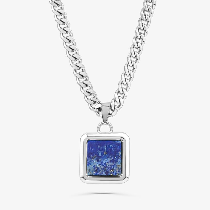 Colar Masculino com Lápis Lazuli em Aço Colar Masculino com Lápis Lazuli em Aço