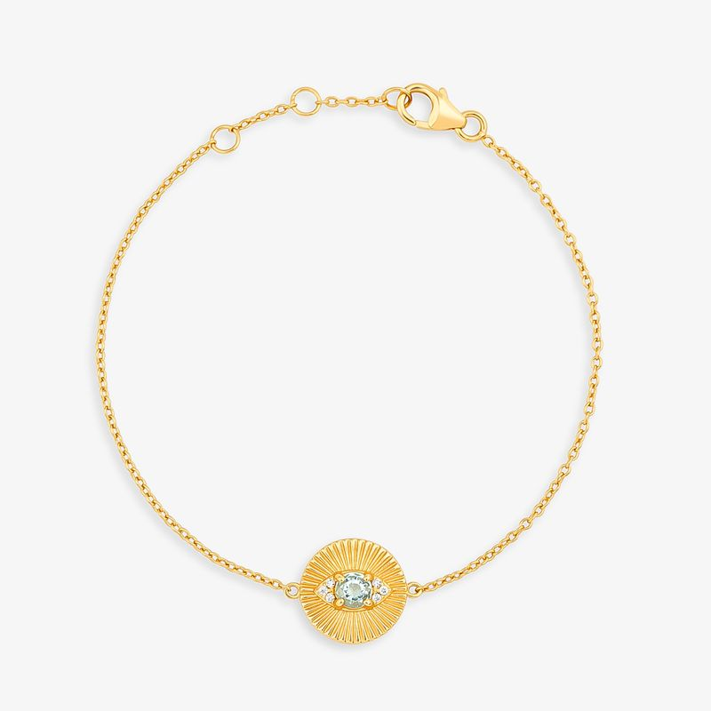 Pulseira Olho Grego Cravejado em Prata 925 com Banho de Ouro Amarelo 18k Pulseira Olho Grego Cravejado em Prata 925 com Banho de Ouro Amarelo 18k