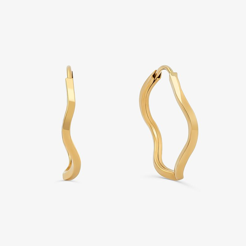 Brinco Argola Torcida em Ouro Amarelo 18k Brinco Argola Torcida em Ouro Amarelo 18k