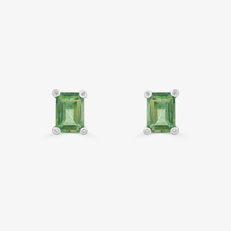 Brinco Stud com Safira e Topázio Verde em Prata 925 Brinco Stud com Safira e Topázio Verde em Prata 925