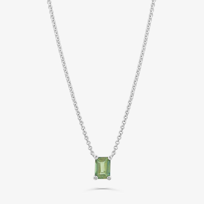 Colar Solitário com Safira e Topázio Verde em Prata 925 Colar Solitário com Safira e Topázio Verde em Prata 925