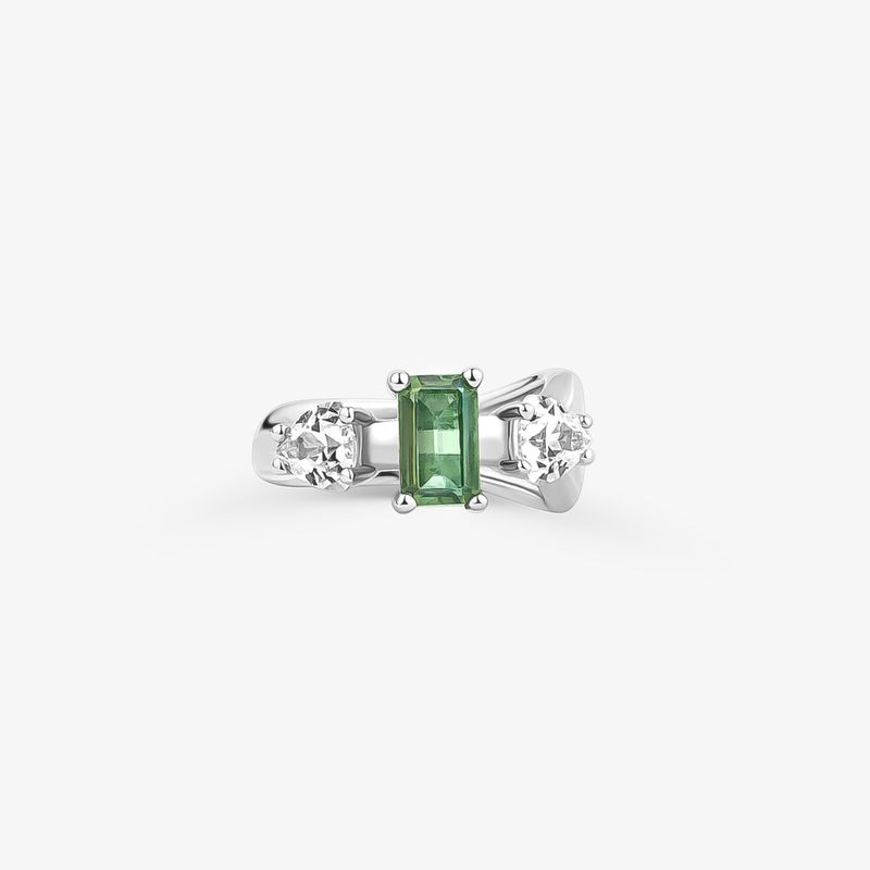 Piercing com Safira e Topázio Verde em Prata 925 Piercing com Safira e Topázio Verde em Prata 925