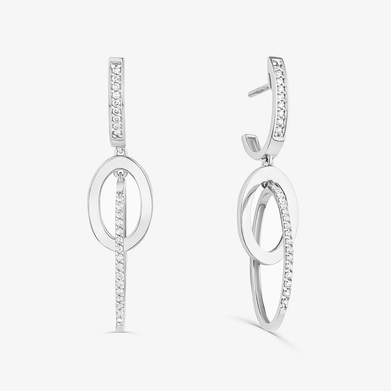 Brinco Maxi Argolas Entrelaçado com Diamante em Ouro Branco 18k Brinco Maxi Argolas Entrelaçado com Diamante em Ouro Branco 18k