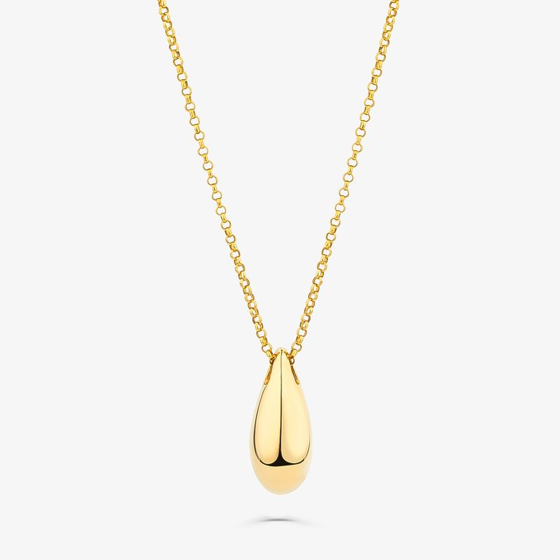 Colar Arredondado Gota em Prata 925 com Banho de Ouro Amarelo 18k
