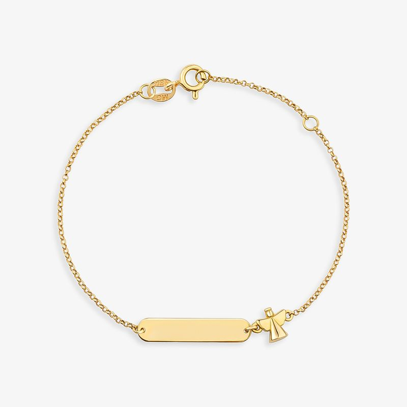 Pulseira Infantil Personalizável Anjo em Ouro Amarelo 18k - 15cm Pulseira Infantil Personalizável Anjo em Ouro Amarelo 18k - 15cm