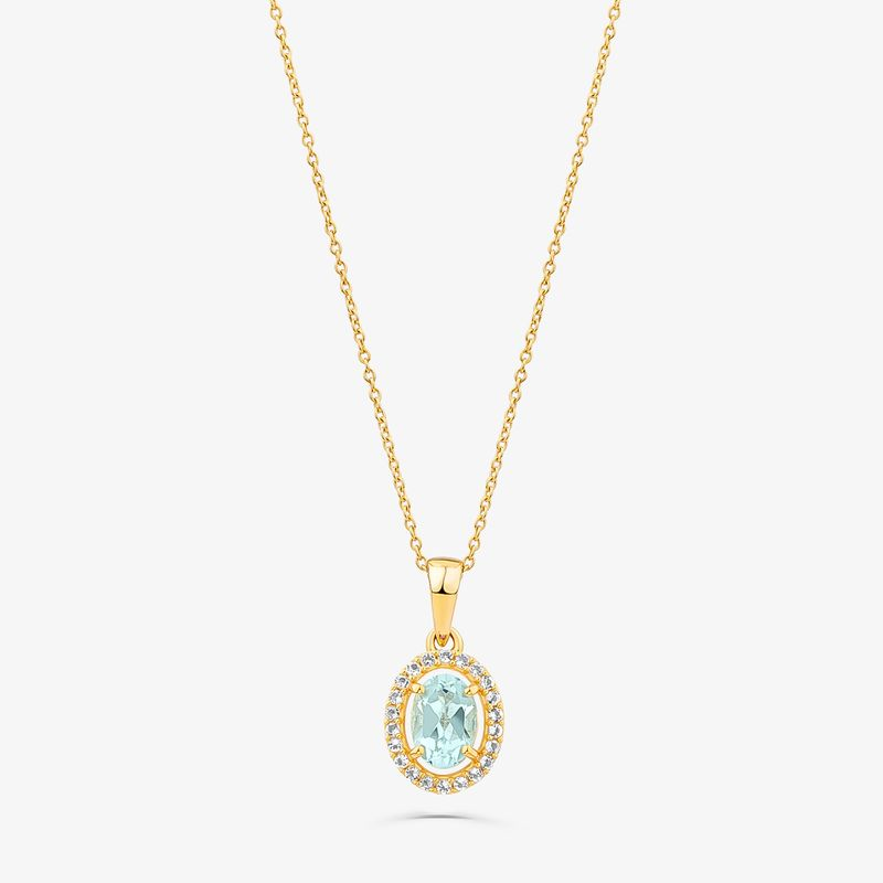 Colar com Topázio Azul e Topázio em Prata 925 com Banho de Ouro Amarelo 18k