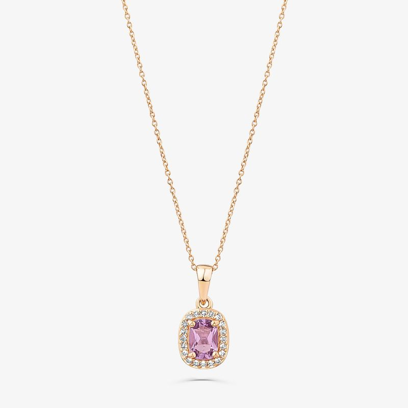 Colar com Ametista e Topázio em Prata 925 com Banho de Ouro Rose 18k Colar com Ametista e Topázio em Prata 925 com Banho de Ouro Rose 18k