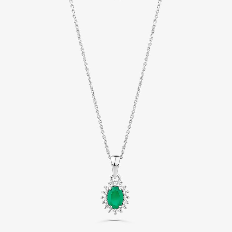 Colar com Ágata Verde e Topázio em Prata 925 Colar com Ágata Verde e Topázio em Prata 925