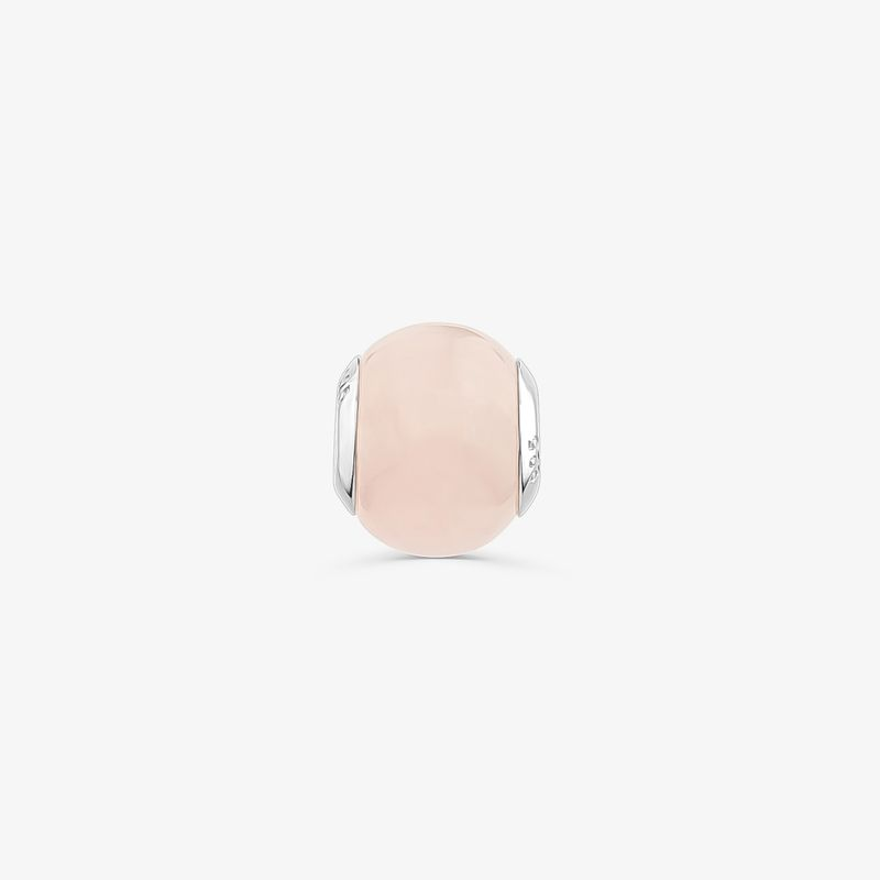 Charm em Quartzo Rosa e Prata 925 Charm em Quartzo Rosa e Prata 925