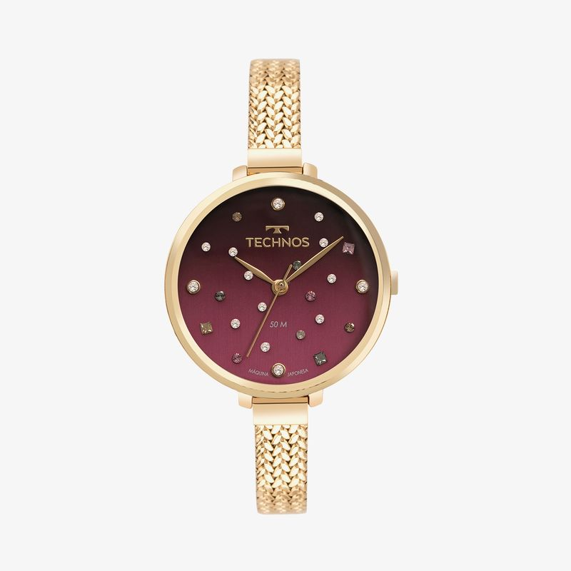 Relógio Technos Feminino Crystal em Aço Dourado 2036MSQ/1T Relógio Technos Feminino Crystal em Aço Dourado 2036MSQ/1T