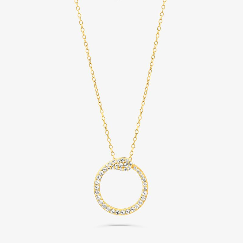 Colar Círculo com Topázio em Prata 925 com banho de Ouro Amarelo 18k Colar Círculo com Topázio em Prata 925 com banho de Ouro Amarelo 18k