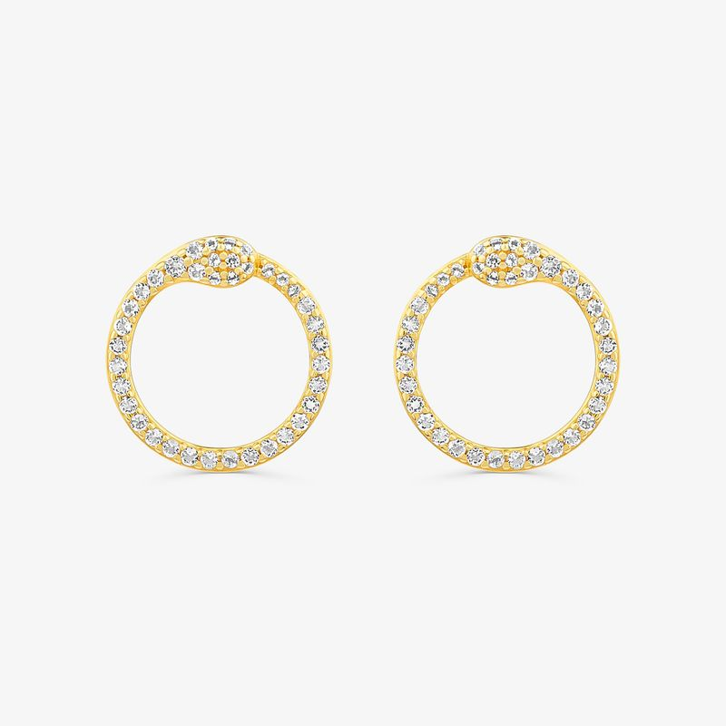 Brinco Círculo com Topázio em Prata 925 com banho de Ouro Amarelo 18k Brinco Círculo com Topázio em Prata 925 com banho de Ouro Amarelo 18k