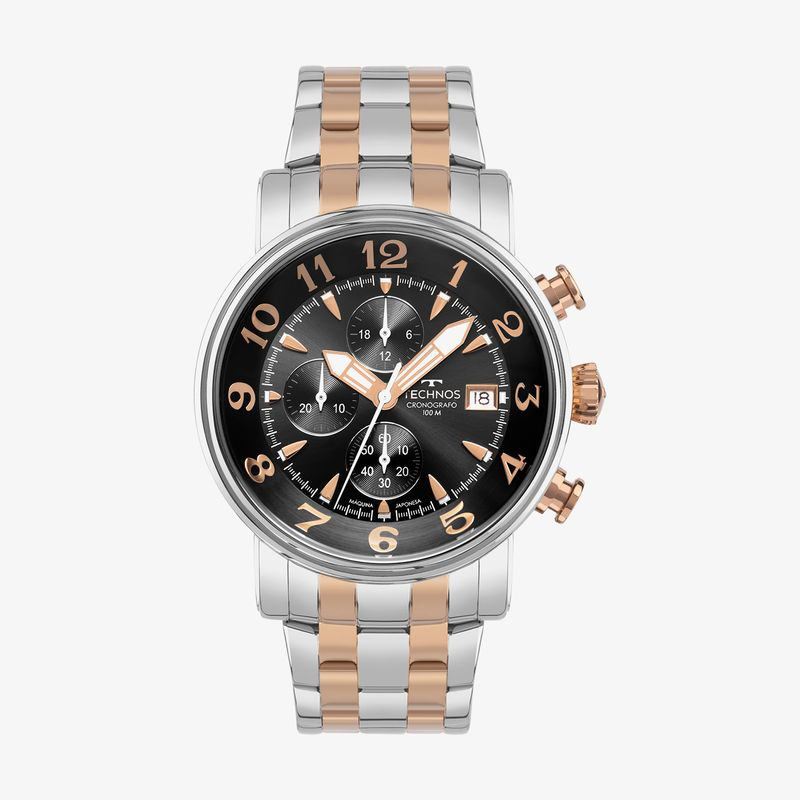 Relógio Technos Cronógrafo Masculino em Aço Bicolor JS15ENM/1J Relógio Technos Cronógrafo Masculino em Aço Bicolor JS15ENM/1J