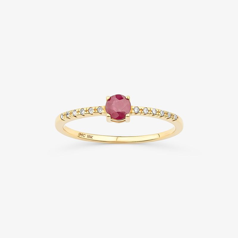 Anel com Rubi e Diamantes em Ouro Amarelo 18K