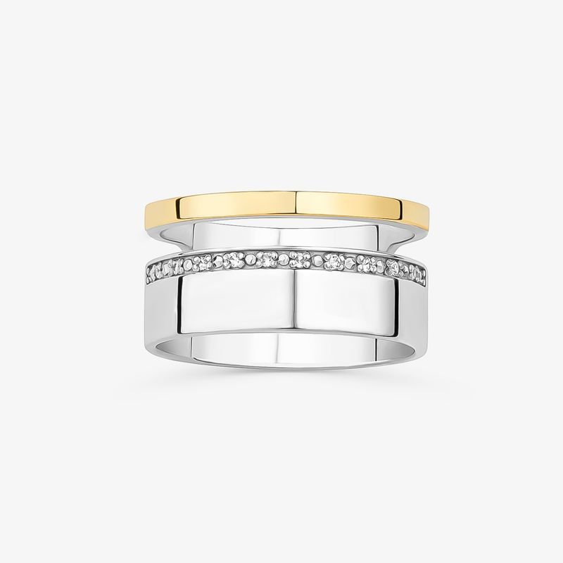 Anel em Ouro Amarelo 18k e Prata 925 Anel em Ouro Amarelo 18k e Prata 925