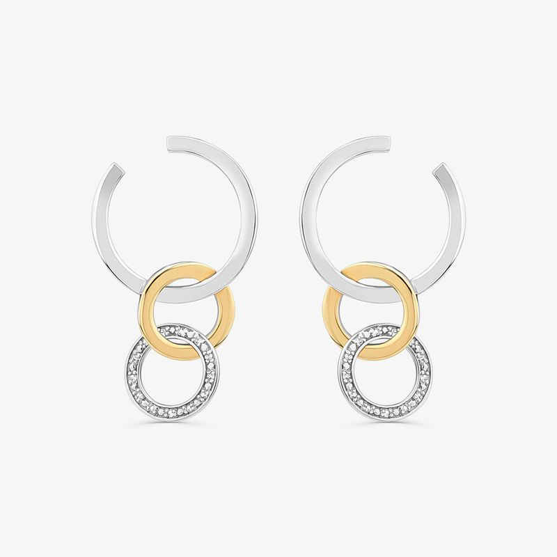 Brinco Elos em Ouro Amarelo 18k e Prata 925 Brinco Elos em Ouro Amarelo 18k e Prata 925
