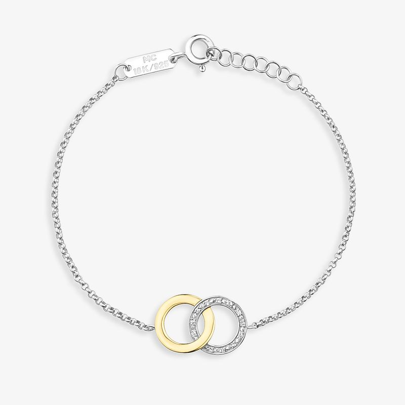 Pulseira Elos em Ouro Amarelo 18k e Prata 925 - 18 cm