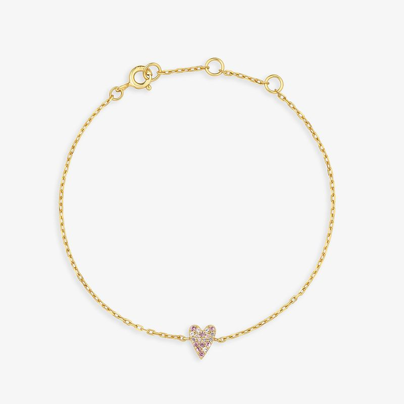 Pulseira Coração Cravejado em Prata 925 com Banho de Ouro Amarelo 18k Pulseira Coração Cravejado em Prata 925 com Banho de Ouro Amarelo 18k