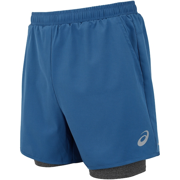 Bermuda Masculina ASICS 5' 2 em 1 Quadriculado Bermuda Masculina ASICS 5' 2 em 1 Quadriculado