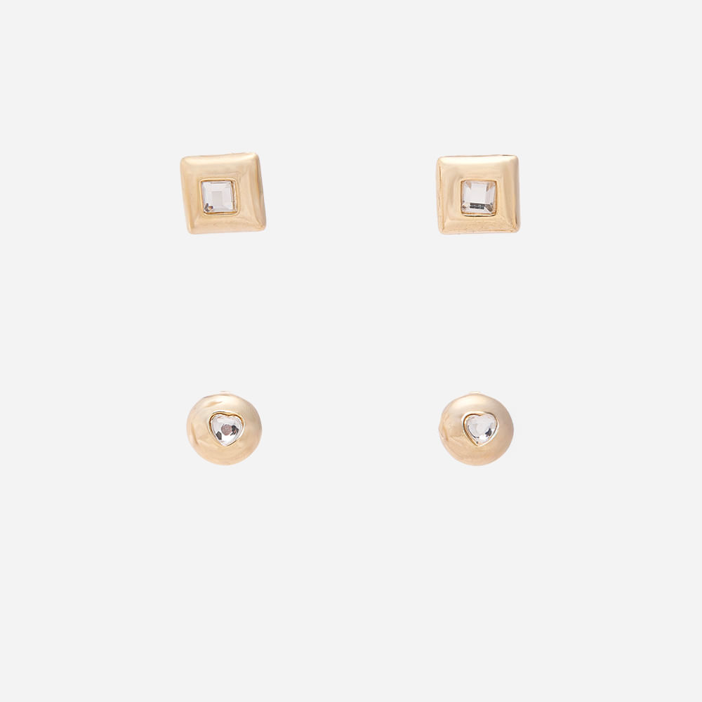 Kit de 2 brincos com strass dourado Kit de 2 brincos com strass dourado