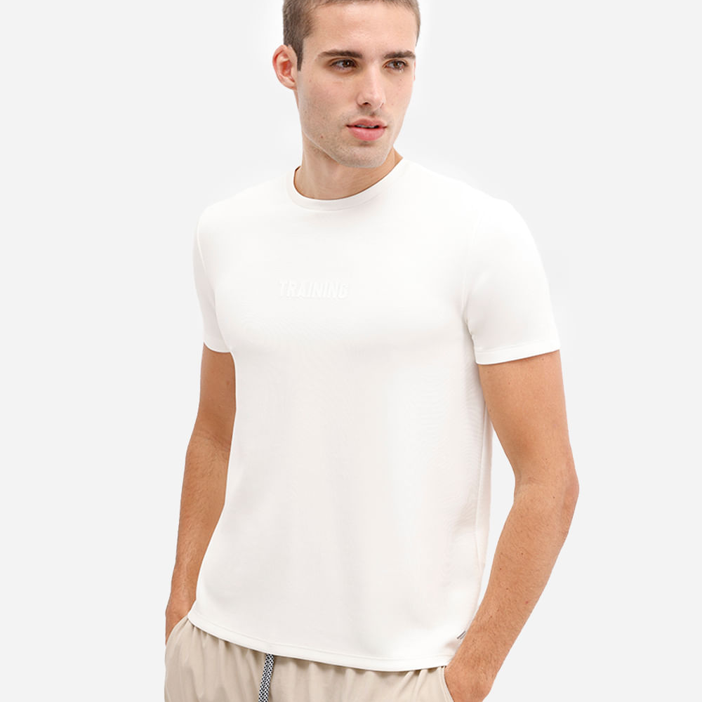 Camiseta esportiva slim masculina de modal básica branca