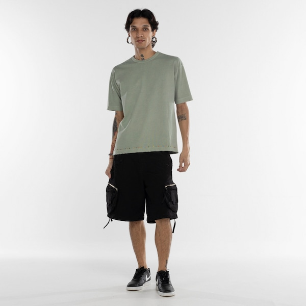 Camiseta Piet Manga Curta Gems Distressed Tee Olive Camiseta Piet Manga Curta Gems Distressed Tee Olive