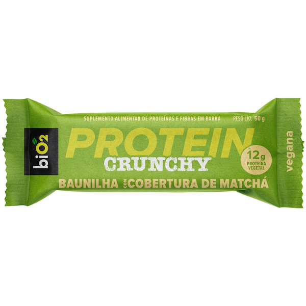 Barra de Proteína Bio2 Vegan Crunchy Baunilha Cobertura de Matchá 50g
