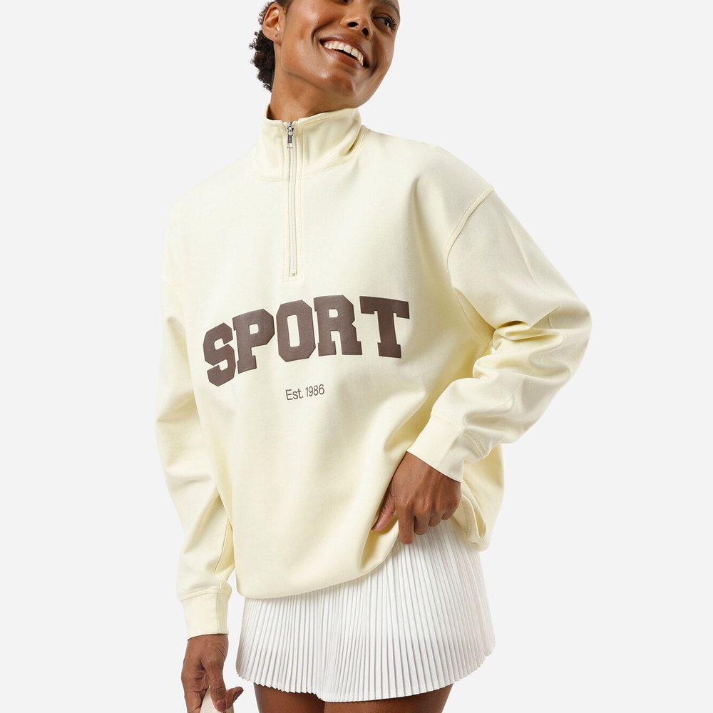 Blusão feminino de moletom gola alta esportivo amarelo Blusão feminino de moletom gola alta esportivo amarelo