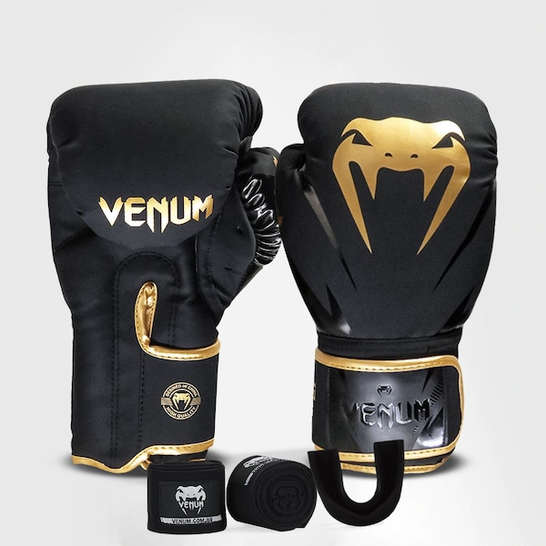Kit Luvas de Boxe Venum New Impact Evo 12oz + Bandagem + Bocal Kit Luvas de Boxe Venum New Impact Evo 12oz + Bandagem + Bocal