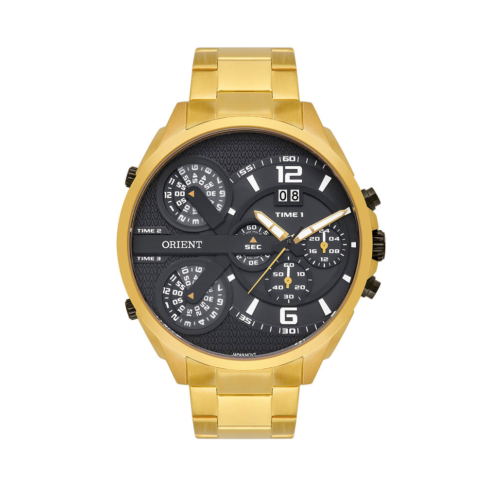 Relógio masculino orient cronógrafo mgsst005 p2kx dourado Relógio masculino orient cronógrafo mgsst005 p2kx dourado